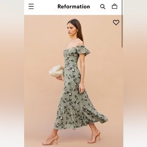 Reformation butterfly dress in verde (size 6 and 8)